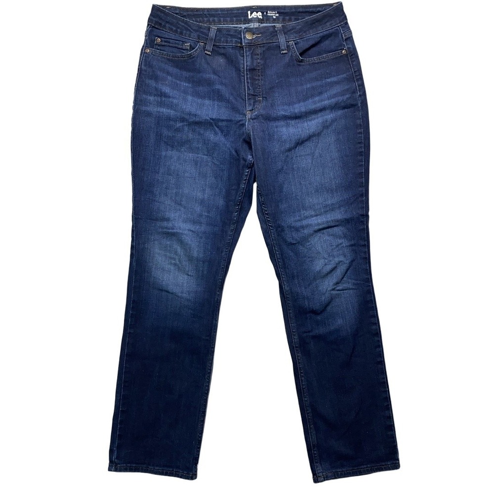 Lee Jeans Womens Dark Blue Denim Relaxed Fit Straight Leg Comfort Classic Casual